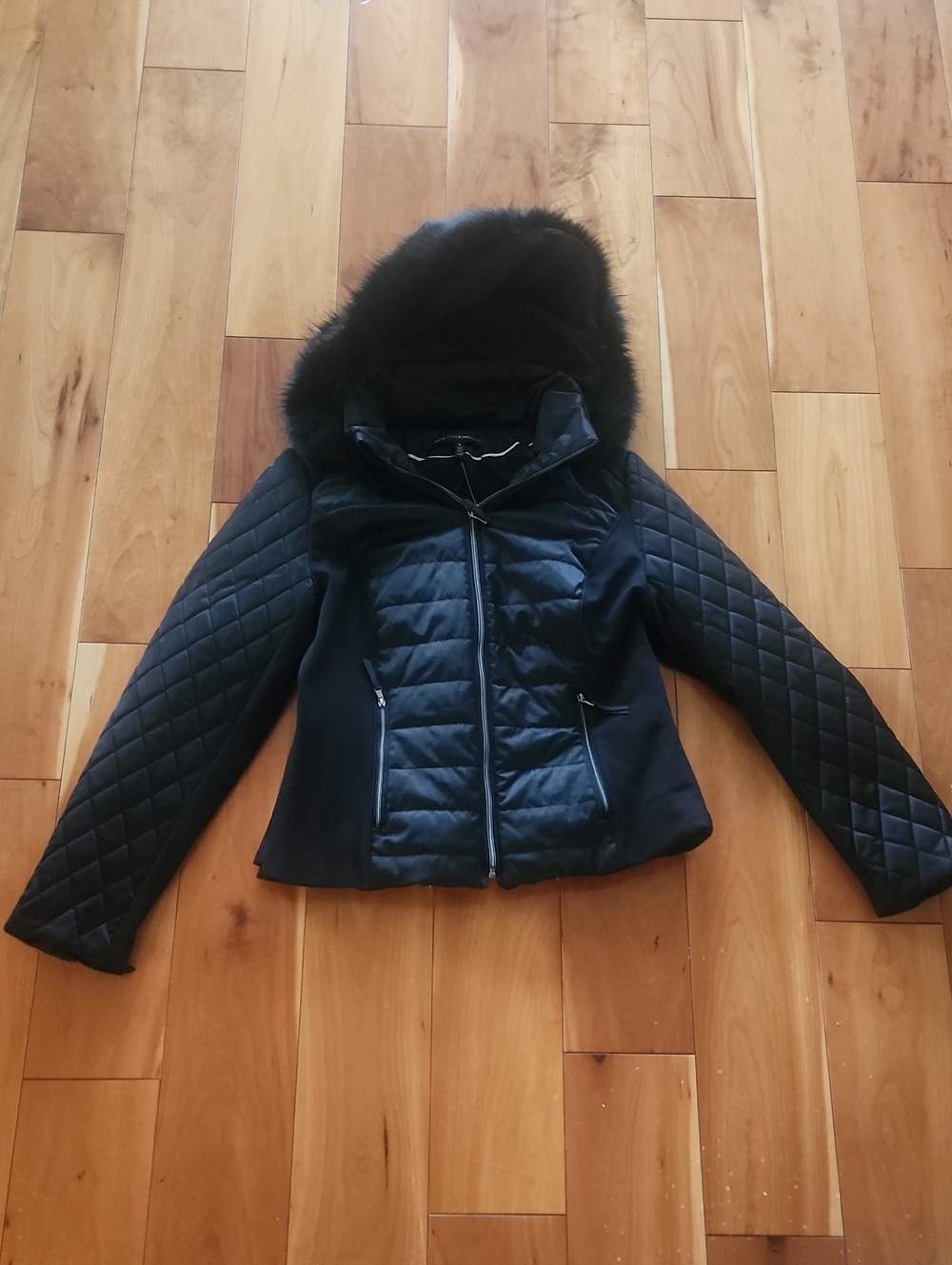 White House Black Market Black Women's Jacket with Subtle Contrast Piping